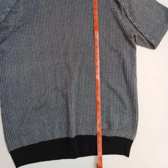 Men's Michael Strahan Black and White Small Checkered Wool Blend Sweater - Picture 5 of 7